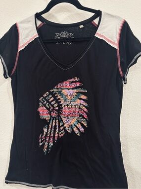 Panhandle Slim Rhinestone Graphic Short Sleeve Tee Size Large